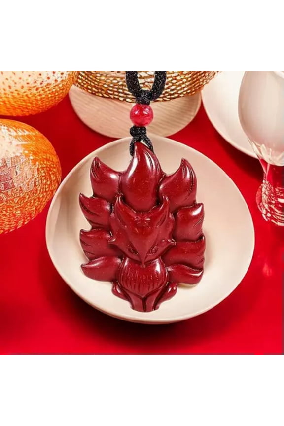 Natural Cinnabar Fox Pendant Necklace Red Energy Real Delicate Jewelry Man Amulet