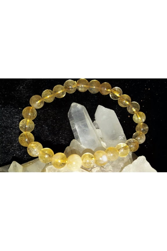 Natural Citrine Bracelet 8mm Beads Knowledge Luck Peace Prosperity Energy