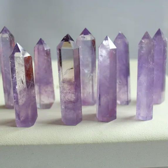 K-KED Natural Citrine Fluorite Amethyst Clear Quartz Crystal Point Wand Healing Stone-40-50mm-Brazilian Amethyst