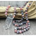 thumbnail image 1 of K-KED Natural Clear Quartz Point Pendant 8mm Dragon Ven Agate Beads Knot Necklace-40 inch, 1 of 6