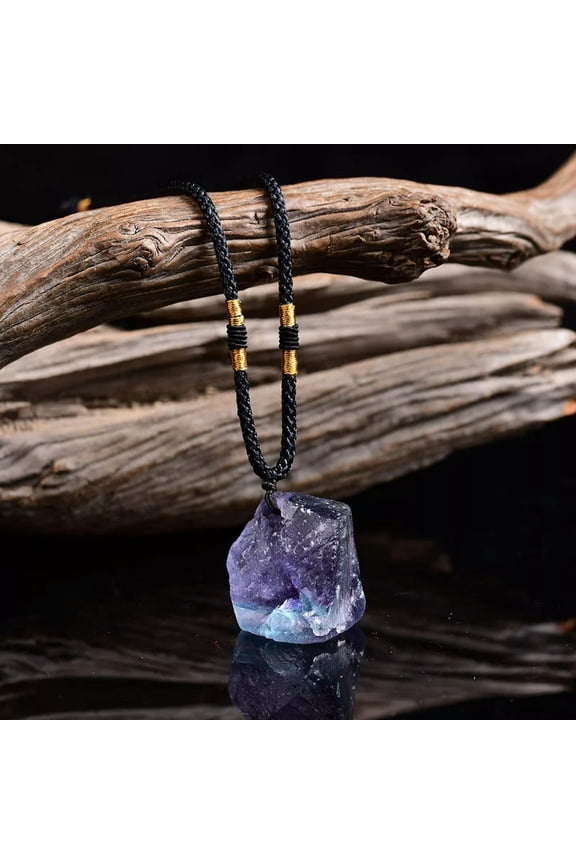 Natural Colorful Fluorite Stone Pendant Chakra Healing Quartz Reiki Necklace