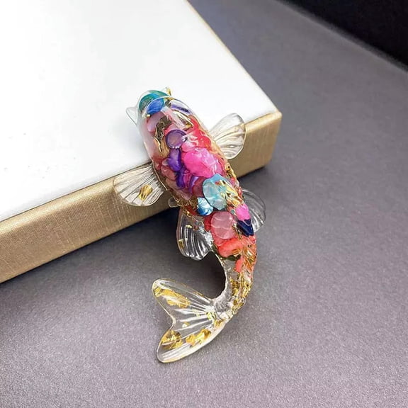 K-KED Natural Colorful Seashell Quartz Crystal Chip Stone Lucky Koi Fish Carp Healing-default