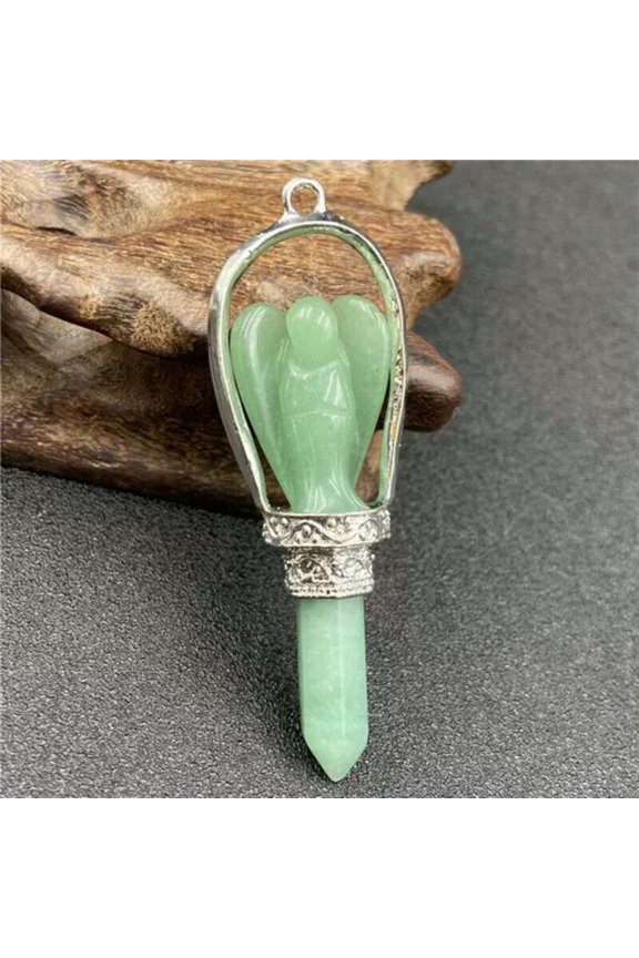 Natural Crystal Angel Pendulum Healing Dowsing Reiki Chakra Gemstone-1pcs Green Aventurine