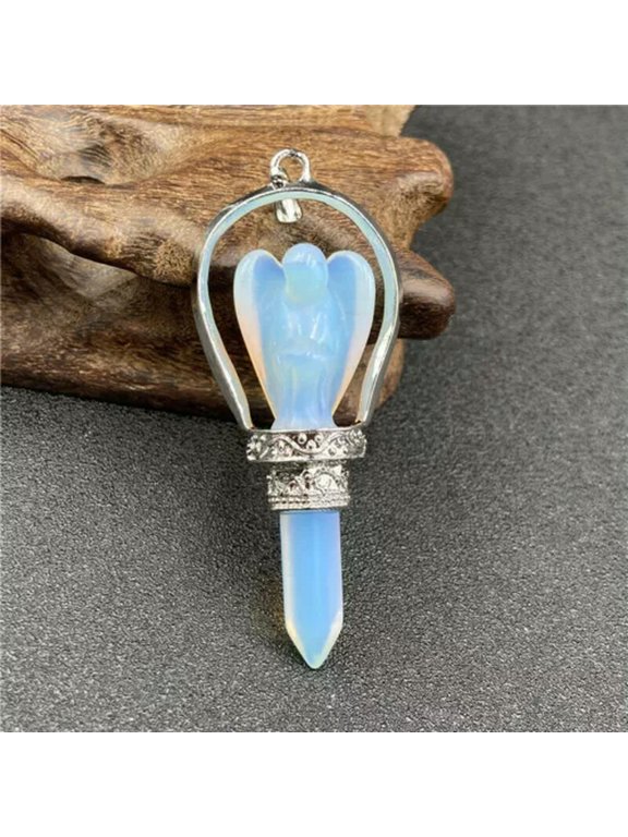 Natural Crystal Angel Pendulum Healing Dowsing Reiki Chakra Gemstone-1pcs Opal