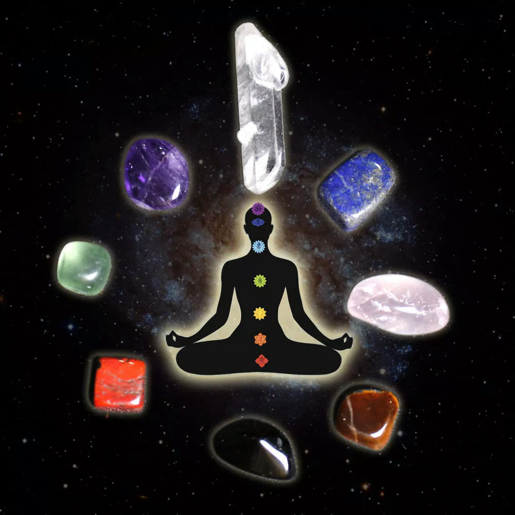 K-KED Natural Crystal Healing Chakra Kit Balancing Set 8 Tumble Stones ...