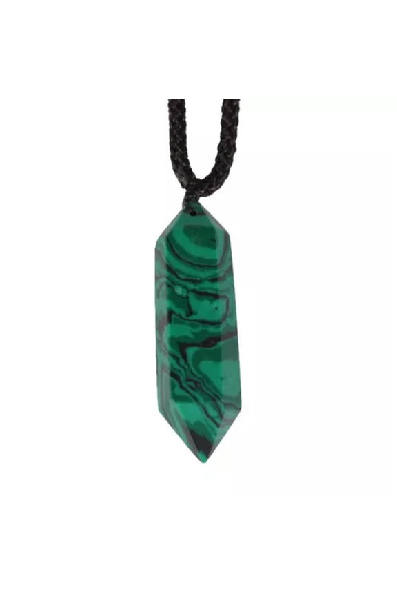 Natural Crystal Quartz Stone Pendulum Hexagonal Pendant Healing Reiki Necklace-Malachite Quartz