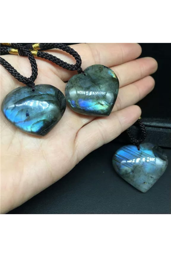 Natural Crystal Quartz Stone Pendulum Hexagonal Pendant Reiki Healing Necklace-Labradorite Quartz #2 (30-40mm))