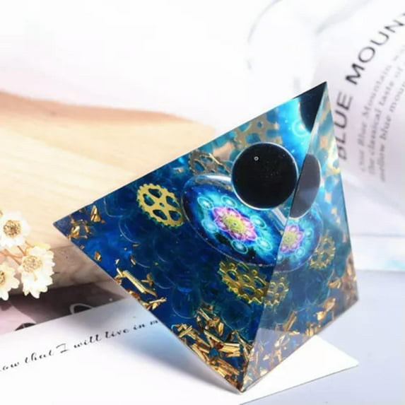 K-KED Natural Crystal Sphere Quartz Tower Epoxy Pyramid Orgonite Healing Mineral Decor-Obsidian Crystal-5pcs
