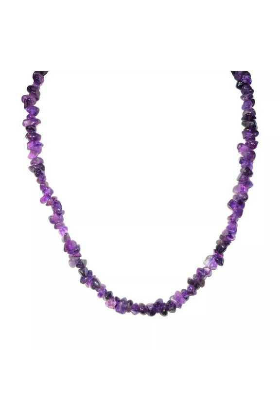 Natural Dark Premium Amethyst Crystal Chip Gemstone Beads Necklace 18"
