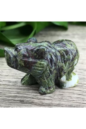 Natural Dragon Bloodstone Quartz Carved Polar Bear Crystal Skull Animal Healing-default