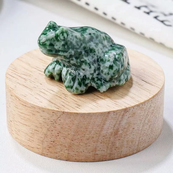 K-KED Natural Emerald Stone Quartz Crystal Lucky Frog Statue Mini Energy Vivid Decor