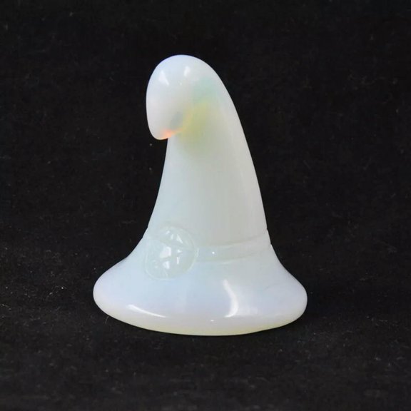 K-KED Natural Energy Opal Quartz Crystal Wizard Hat Carved Mineral Gemstone Decor Gift-default