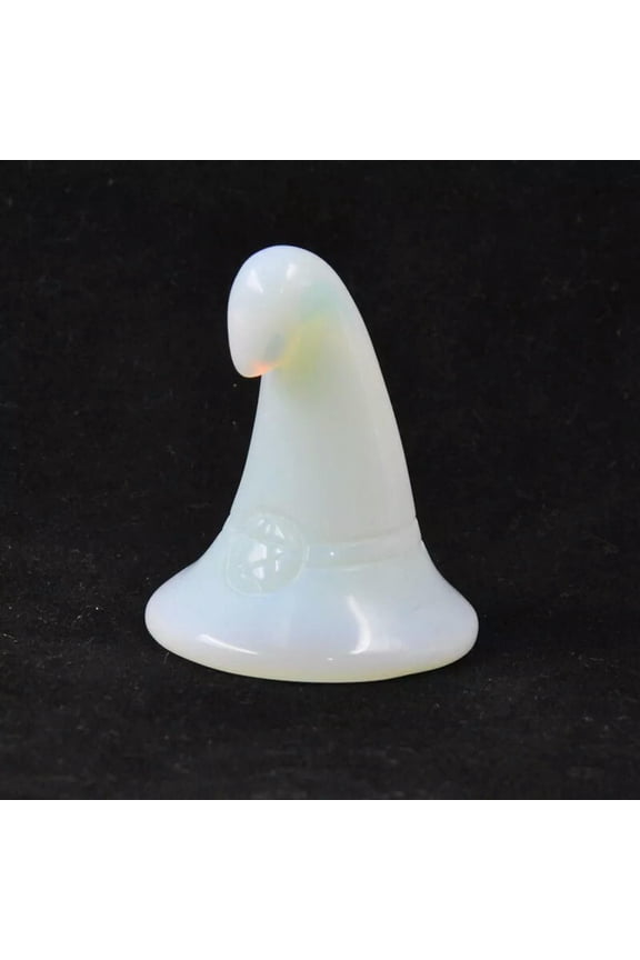 Natural Energy Opal Quartz Crystal Wizard Hat Carved Mineral Gemstone Decor Gift-default