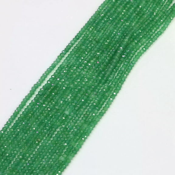 K-KED Natural Faceted 2x4mm green aventurine jade rondelle gems loose beads 15 Inches