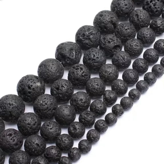 K-KED Natural Flame Stone Beads Yooperlite Round Loose Beads for Delicate Jewelry Making DIY-Lava-12 mm