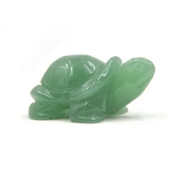 K-KED Natural Gems Quartz Crystal Turtle Energy Carved Reiki Rock Tortoise Decor Gift-1pc-Green aventurine Quartz