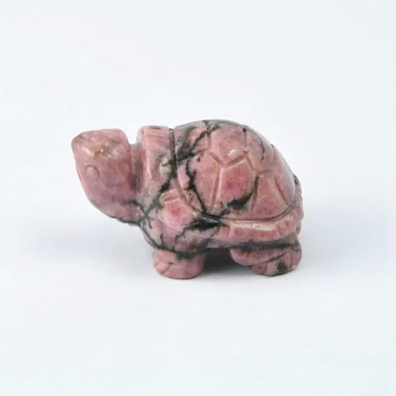 K-KED Natural Gems Quartz Crystal Turtle Energy Carved Reiki Rock Tortoise Decor Gift-1pc-Rhodonite Quartz