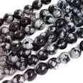 thumbnail image 1 of K-KED Natural Gemstone Black Snowflake Obsidian Round Bead 15" Strand 4/6/8/10mm-4 mm, 1 of 6