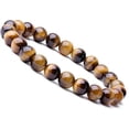 thumbnail image 1 of K-KED Natural Gemstone Matte Amazonite Stretchy Bracelets Healing Reiki 6mm 8mm 10mm-Yellow Tiger Eye-10 mm, 1 of 9