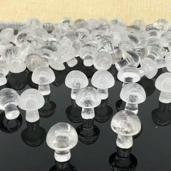 K-KED Natural Gemstone Quartz Point Stone Crystal Carved Mini Mushroom Healing Decor-5pcs-Clear Quartz