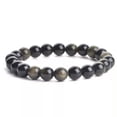thumbnail image 1 of K-KED Natural Gold Obsidian Stone Gemstone Healing Energy Stretch Beaded Bracelet 8mm, 1 of 6