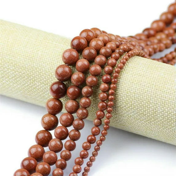 K-KED Natural Gold Sand Stone 4/6/8/10/12MM Round Ball Loose bead 15.5" -6 mm