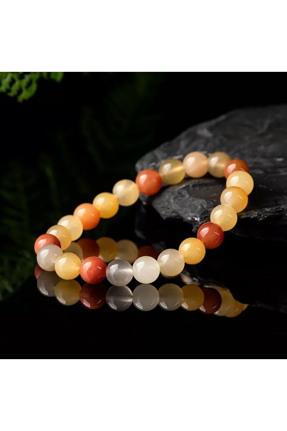 Natural Golden Silk Jade Ball Hand Chain Gobi Jade Topaz Women's