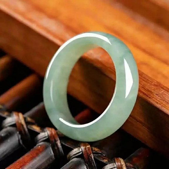 K-KED Natural Green Aventurine Jade Crystal Ring Quartz Gem Round Ring Healing Amulet