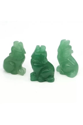Natural Green Aventurine Quartz Carved Wolves Crystal Healing Wolf Decor Gift