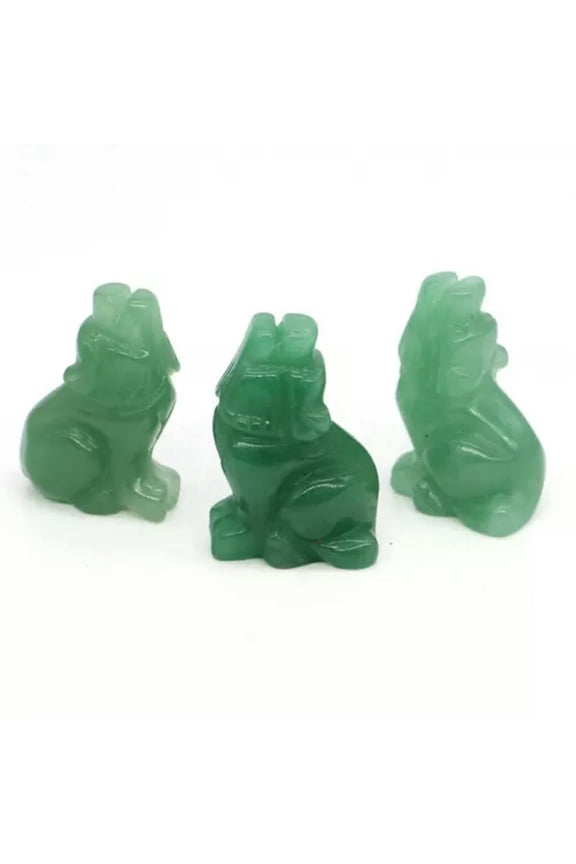 Natural Green Aventurine Quartz Carved Wolves Crystal Healing Wolf Decor Gift