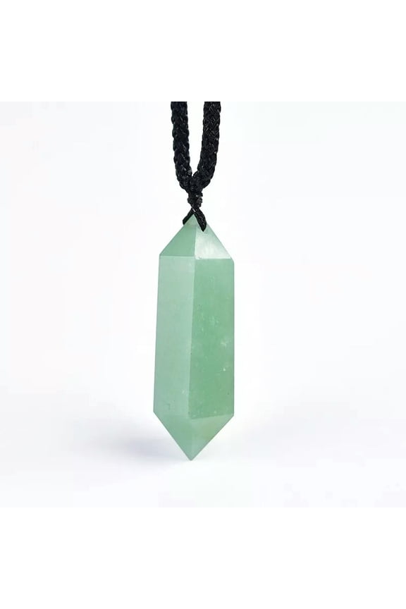 Natural Green Aventurine Quartz Pendant Crystal Point Obelisk Healing Necklace-default