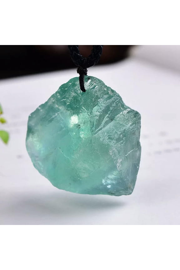Natural Green Fluorite Gemstone Pendant Healing Quartz Crystal Necklace Mineral