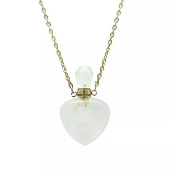 K-KED Natural Quartz Crystal Heart Shape Perfume Bottle Reiki Pendant Necklace Healing-10pcs-Clear Quartz