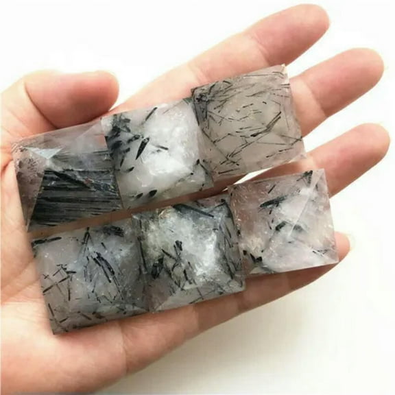 K-KED Natural Healing Quartz Crystal Point Tower Chakra Rock Gems Pyramid Reiki Decor-Black Tourmaline Quartz Rutila...