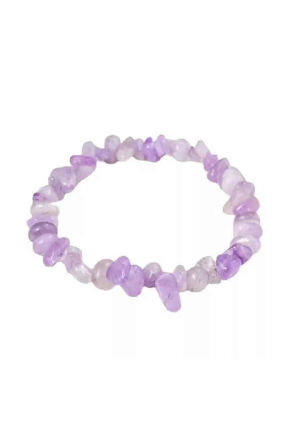 Natural Healing Quartz Gravel Hand Strings Crystal Gems Stretchy Bracelet Chakra-Lavender Quartz