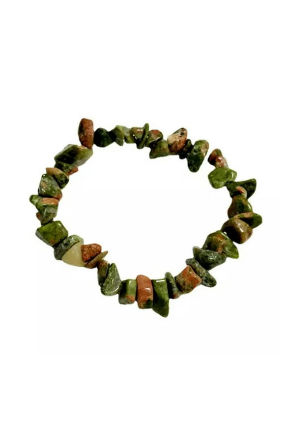 Natural Healing Quartz Gravel Hand Strings Crystal Stretchy Bracelet Chakra Gems-Unakite Stone