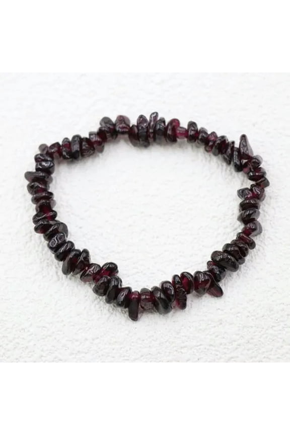 Natural Healing Quartz Gravel Hand Strings Crystal Gems Stretchy Bracelet Reiki-Garnet Quartz-1pc