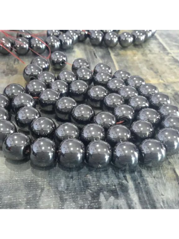 Natural Hematite, Grade A, 10mm, Black 15"