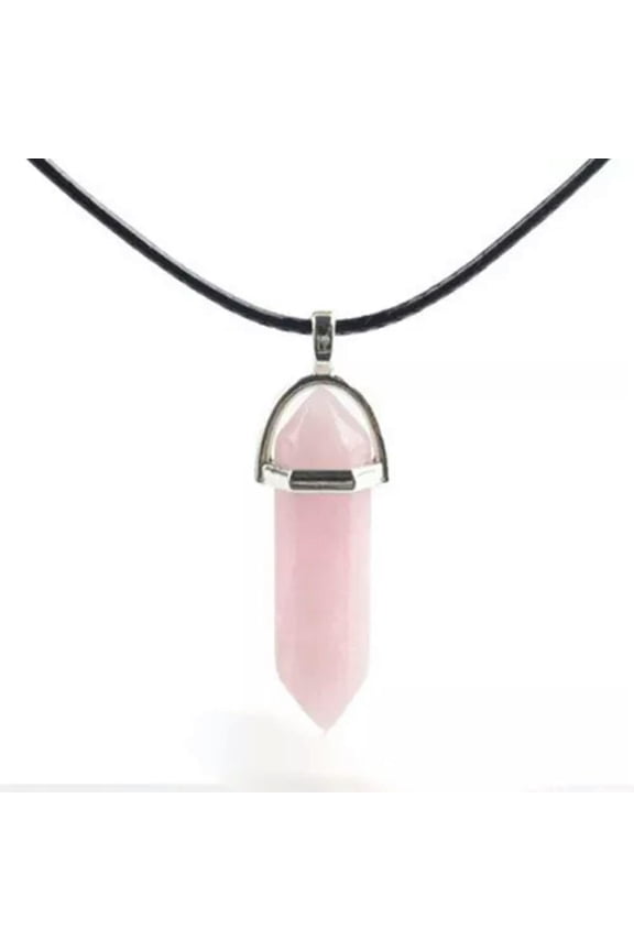 Natural Hexagonal Pendant Quartz Crystal Point Necklace Chakra Healing Gemstone-Rose Quartz-1pc