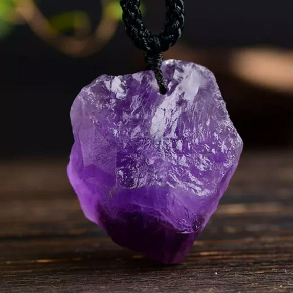 K-KED Natural Hexagonal Quartz Crystal Stone Pendulum Pendant Reiki Healing Necklace-Amethyst Quartz