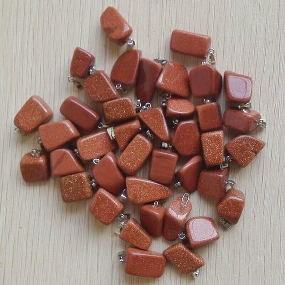 K-KED Natural Irregular Gold Sand Stone 50pcs Pendants Beads for DIY Delicate Jewelry Making