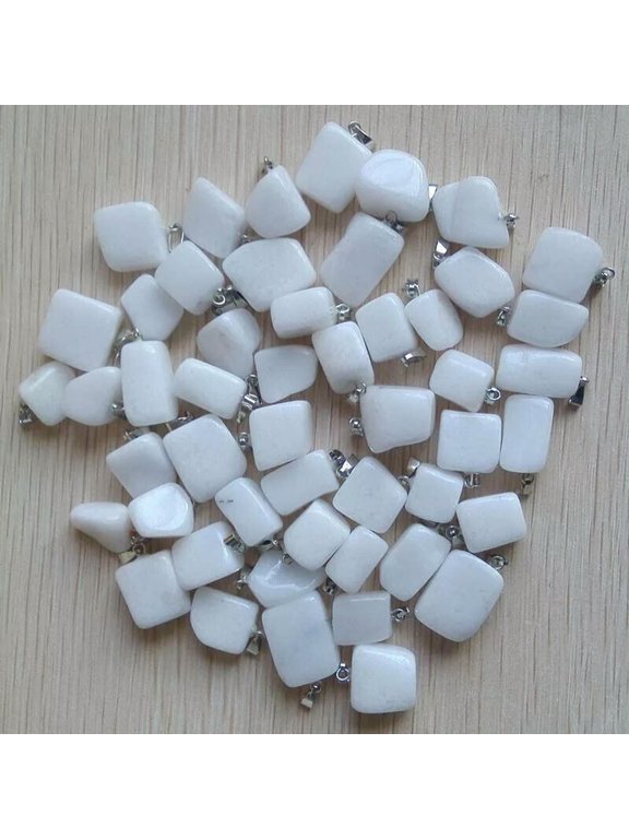 Natural Irregular Stone White jade 50pcs Pendants Beads for DIY Delicate Jewelry Making
