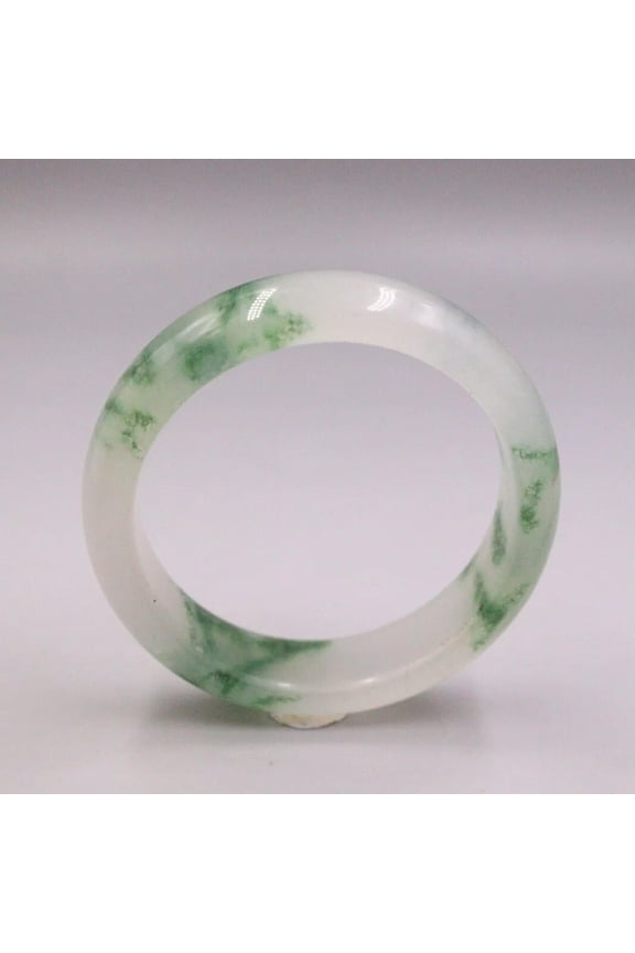 Natural Jade Bangle Women's 17mm Green Pot Jadeite Bracelet 57mm/2.24inchDia