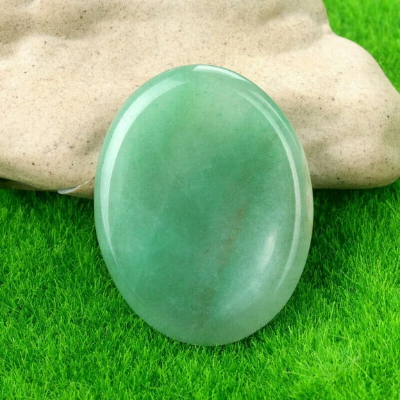 K-KED Natural Jade Palm Stone Green Rock Crystal Healing Reiki Polished Worry Stone