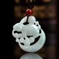 thumbnail image 1 of K-KED Natural Jadeite A Grade Jade Pendant White Jadeite Lucky Zodiac Moon Rabbit, 1 of 5