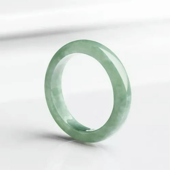 K-KED Natural Jadeite Jade Band Ring Women Men Real Bead Green Pot Jade Size 6-11-6.5