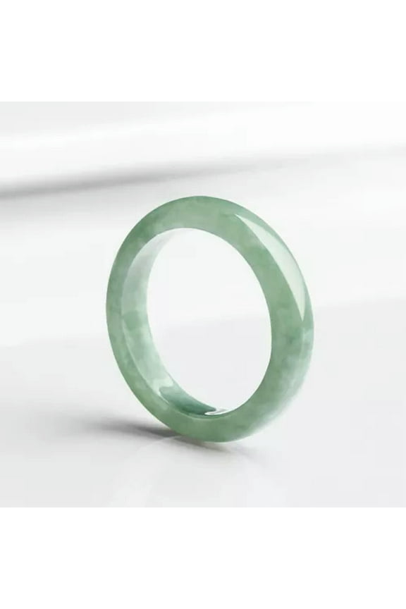 Natural Jadeite Jade Band Ring Women Men Real Bead Green Pot Jade Size 6-11-8
