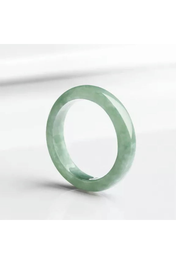 Natural Jadeite Jade Band Ring Women Men Real Bead Green Pot Jade Size 6-11-9