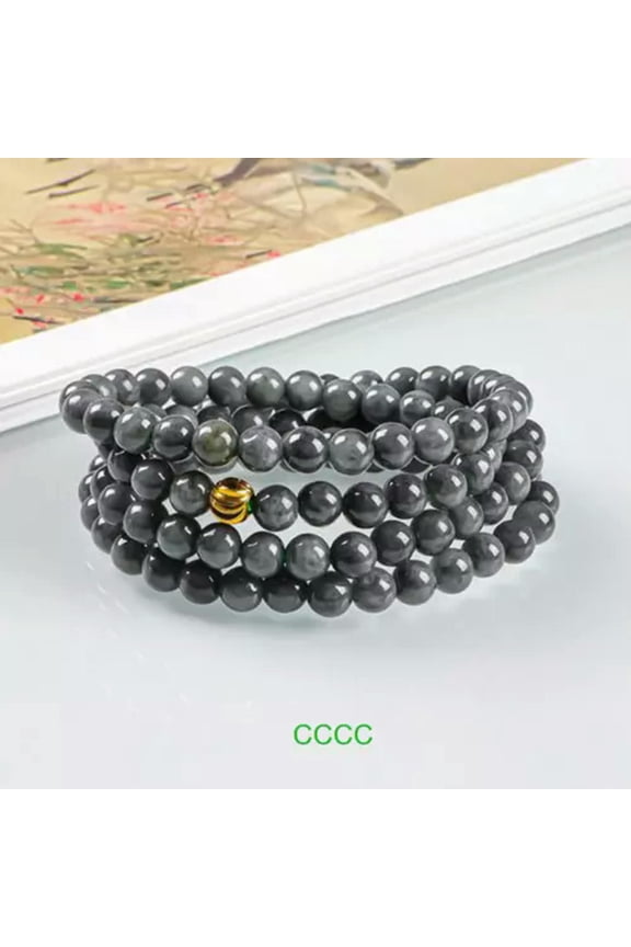 Natural Jadeite Necklace Black Chicken Necklace Jade Bead Chain Jade Chain ﻿-8mm