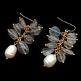 thumbnail image 1 of K-KED Natural Labradorite Cultured White Rice Pearl Dangle Hook Earrings, 1 of 7